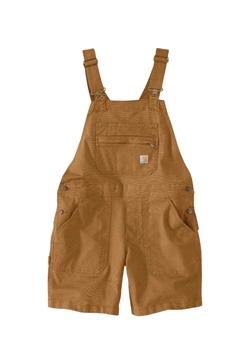 CARHARTT RELAXED FIT CANVAS SALOPETTE SHORTALL BROWN 